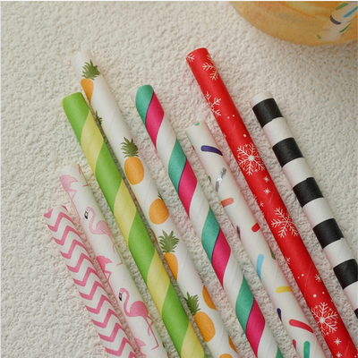 Recyclable Bulk Striped Paper Straws For Decorate Colorful Beverage Packaging