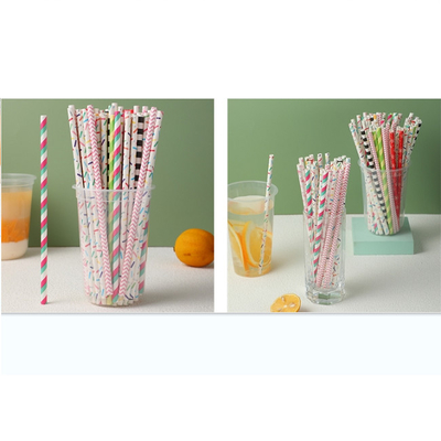 Recyclable Bulk Striped Paper Straws For Decorate Colorful Beverage Packaging